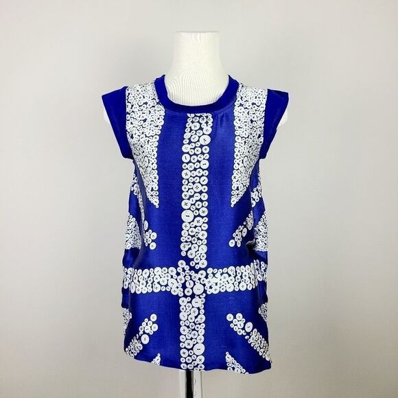 DIANE Von Furstenberg Sleeveless Asymmetrical Hem Silk Top Size 2 - Picture 2 of 16